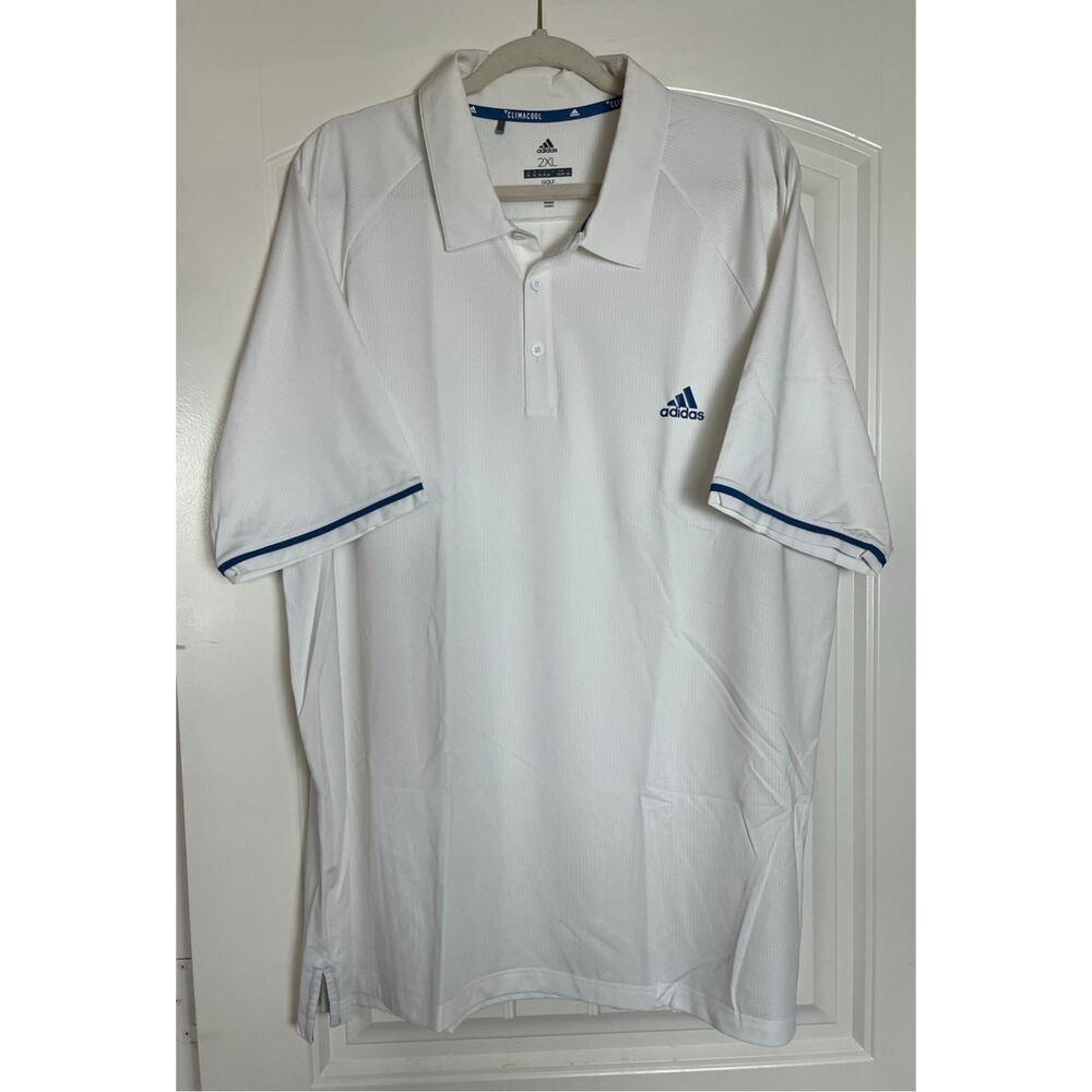 Adidas | Golf Climacool Polo Shirt Size 2XL White w/Blue Stripe